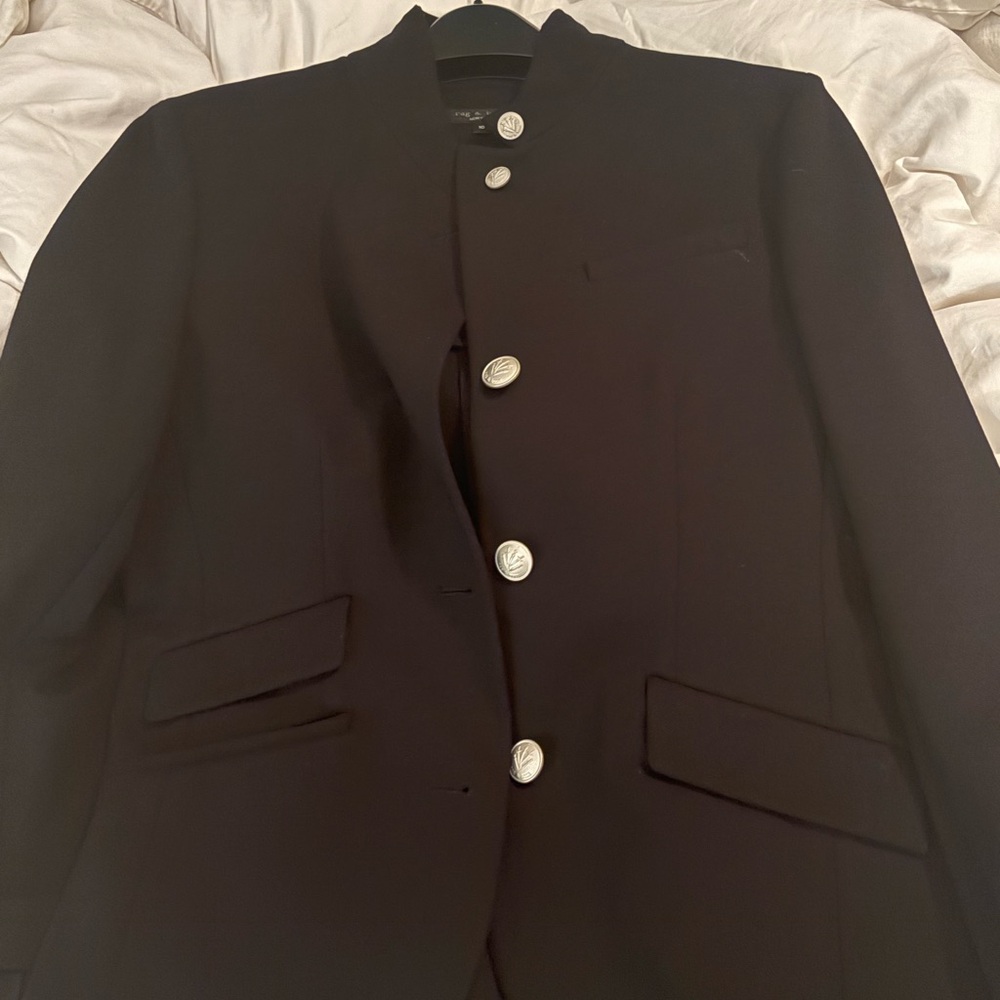 rag & bone Slade Black Blazer with Silver Buttons